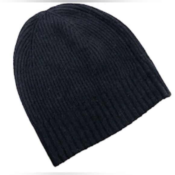 NORDSTROM 100% Cashmere NWT Black Knit Beanie Hat - Picture 5 of 8